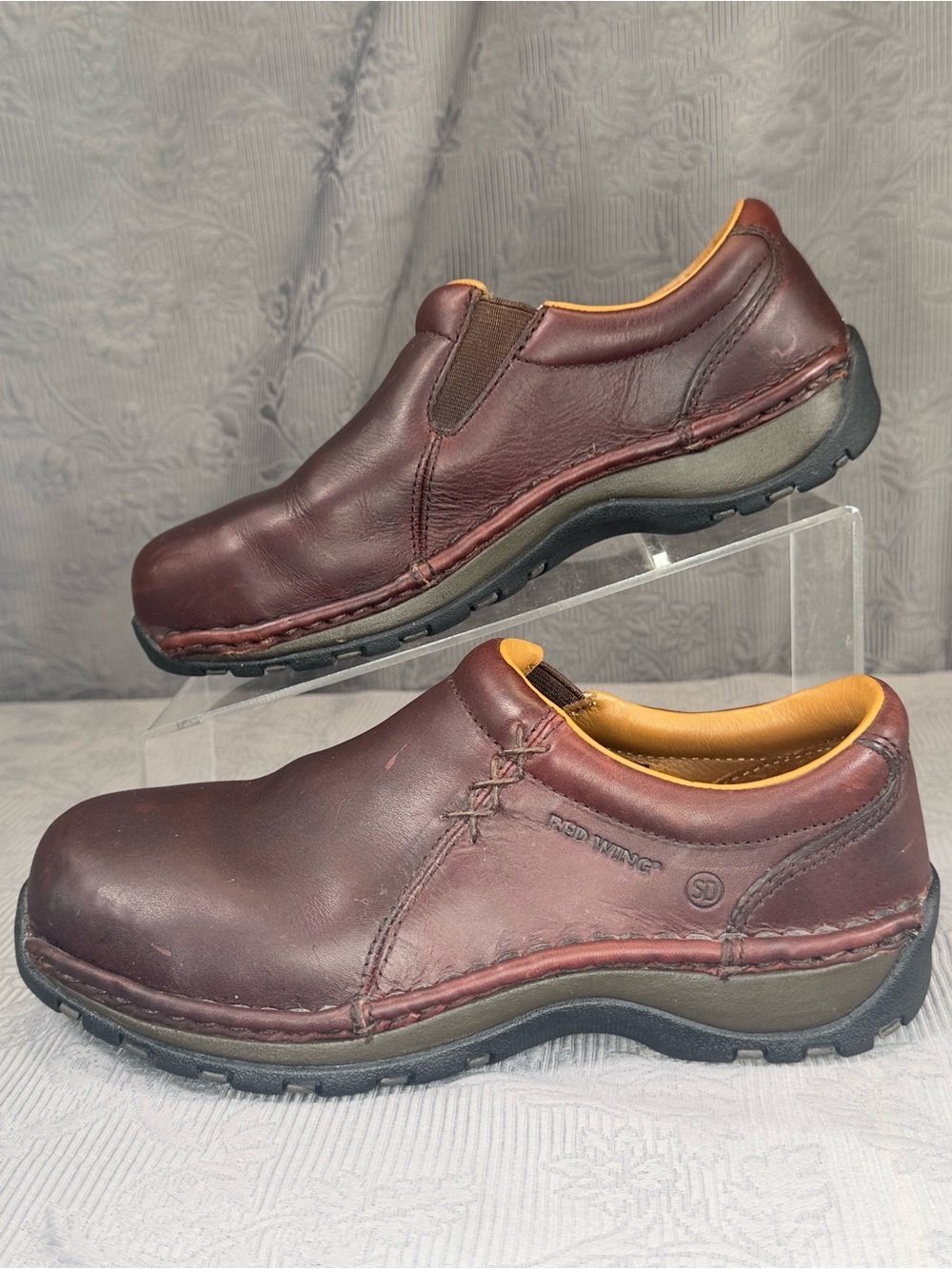 Red Wing 1621 Brown Leather Safety Toe Slip On Comfort Shoes Loafers 5.5 D